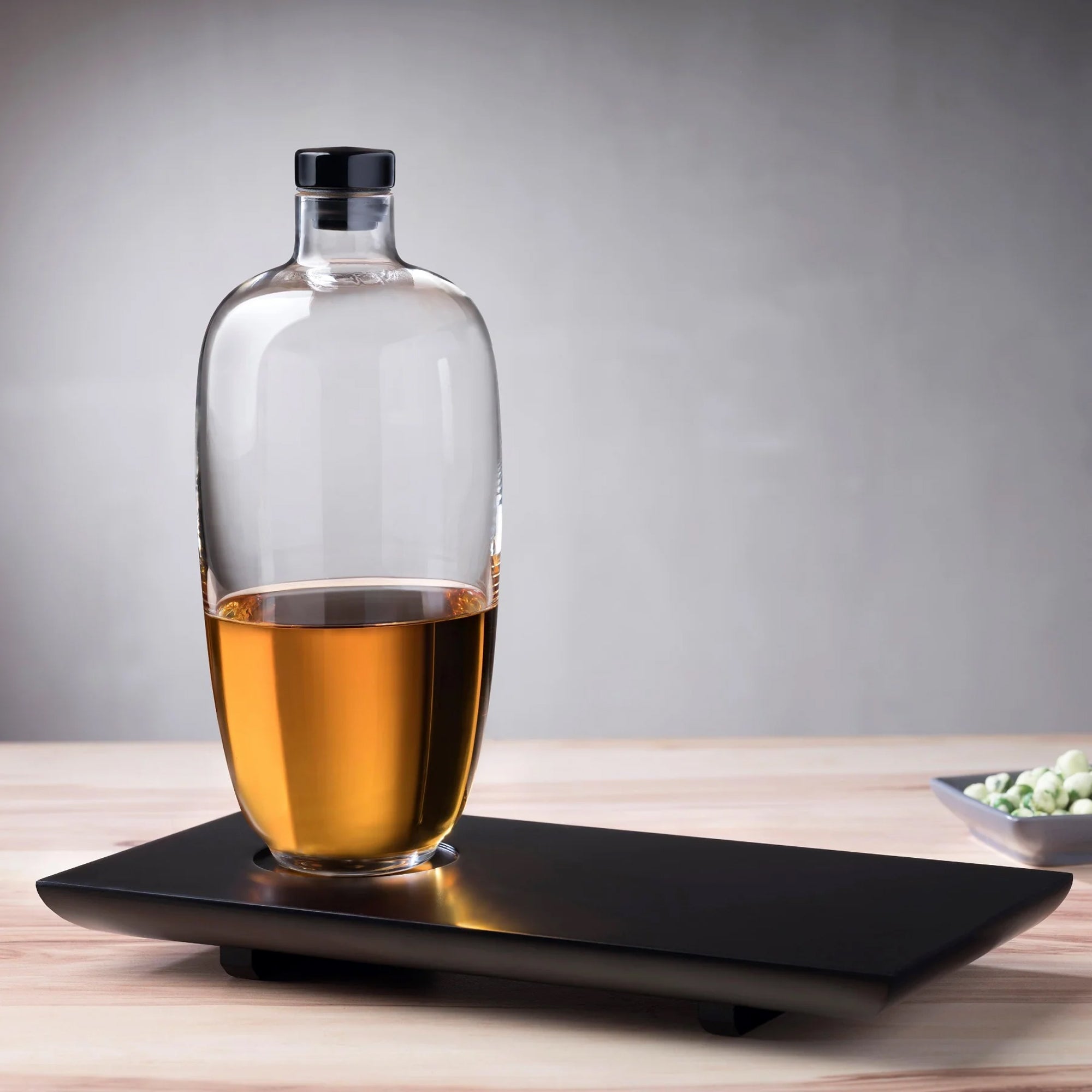Tall Whiskey Bottle with Malt Wooden Base