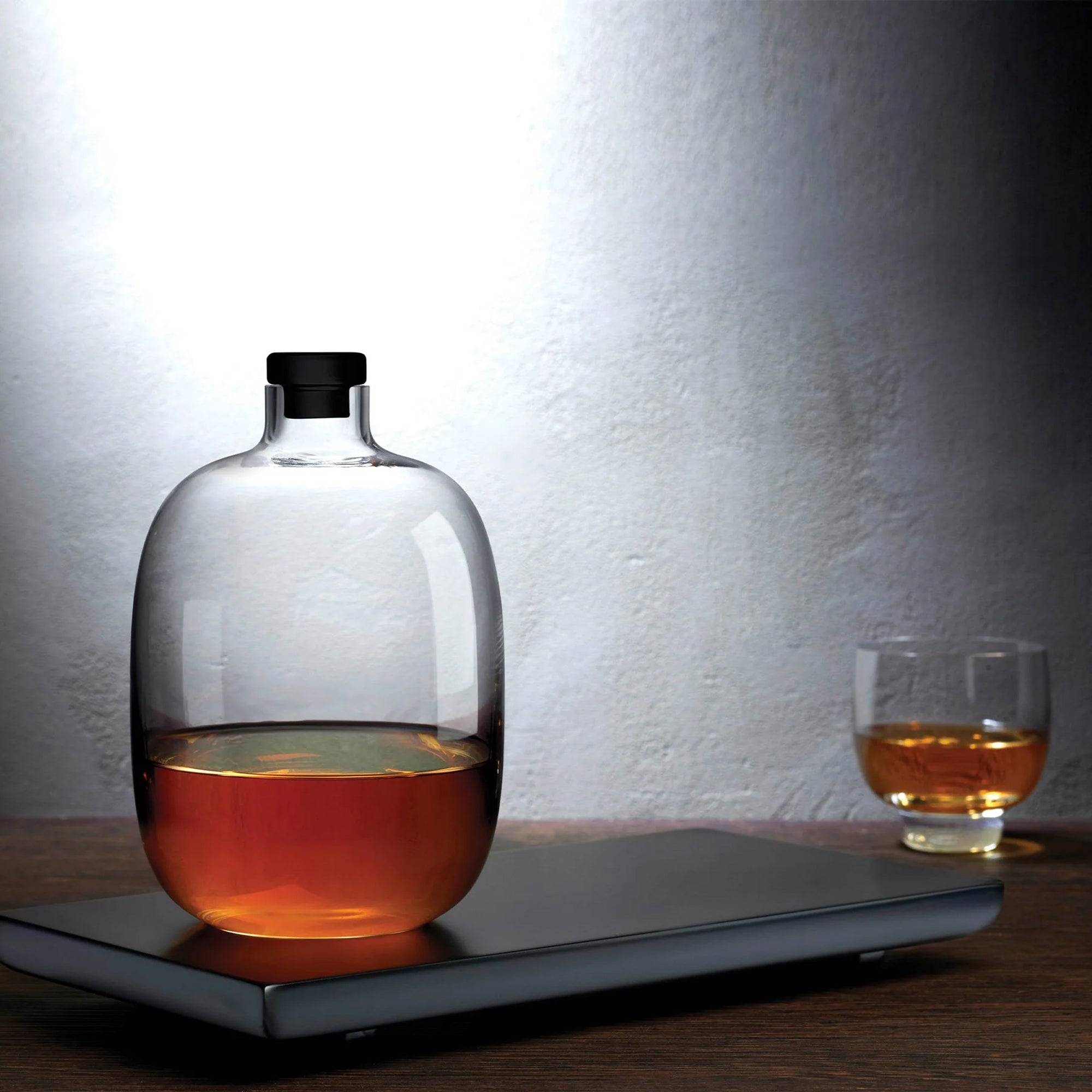 Whiskey Bottle with Malt Wooden Base