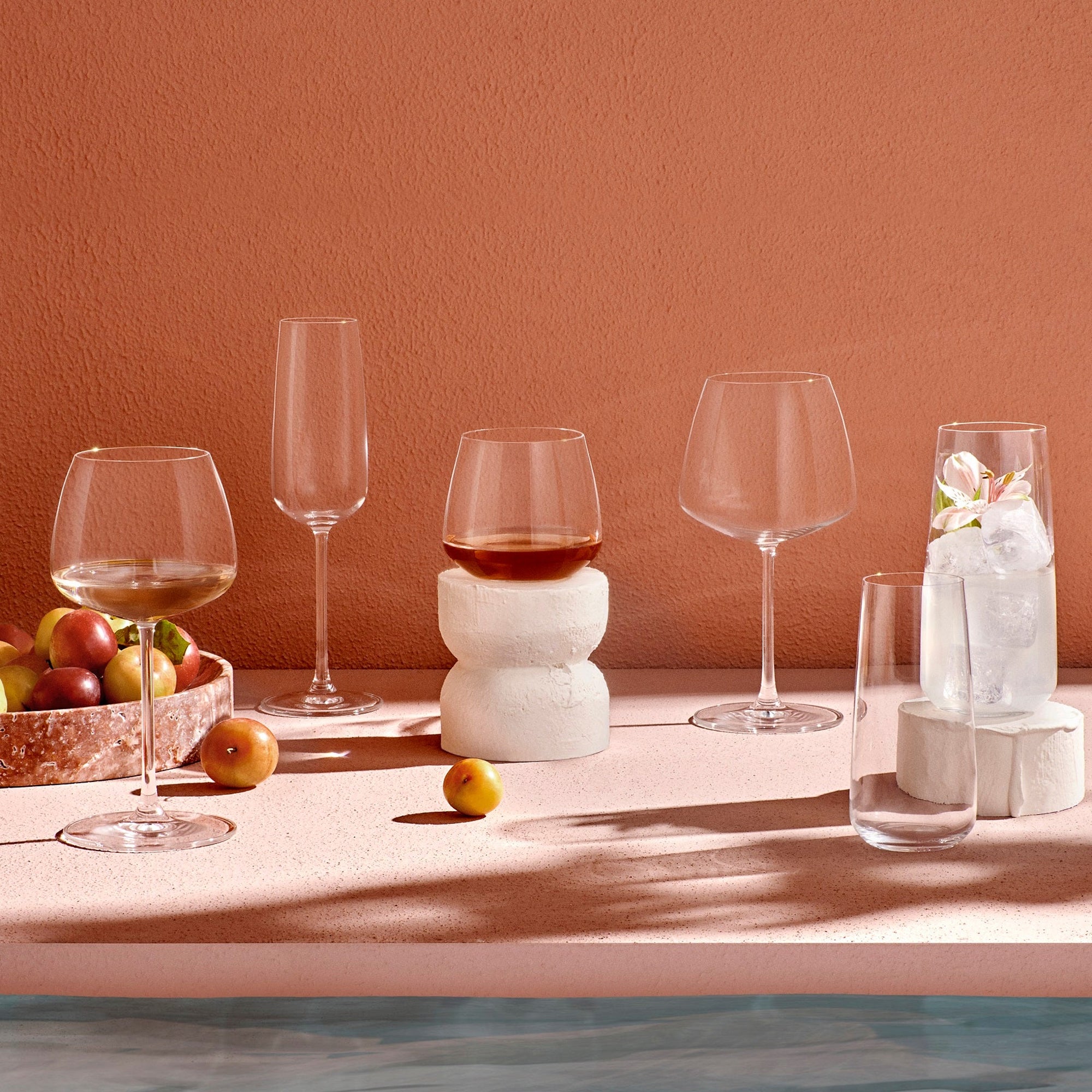 Fantasy Set of Two Tall White Wine Glasses